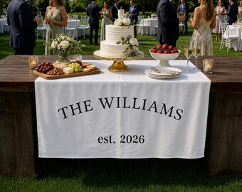 Custom Wedding Table Sign,linen Last Name Sign,Personalised Table,Wedding Fabric Banner,Bridal Dinner Tables Signs,Birthday gift
