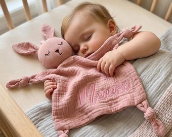 Personalized Baby Lovey | Custom Embroidered Name Animal Security Blanket | Newborn Gift