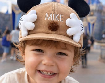 Personalized Baby Mouse Ear Bucket Hat, Custom Embroidered Name Cotton Sun Hat, Toddler Summer Cap Gift