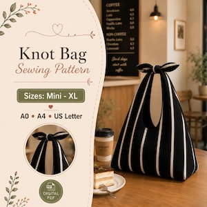 Coquette Bow Schultertasche Schnittmuster, Slouchy Hobo Bag PDF, Japanisches Knot Bag Pattern, Womens Tote Bag, anfängerfreundliches Geldbörse Tutorial