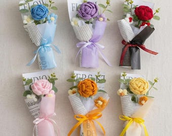 Crochet rose Bouquet - Unique Gift for Her, Friend, Mother's Day Gift, Crochet Flower Bouquet,Yarn Flowers, Gift Box Included