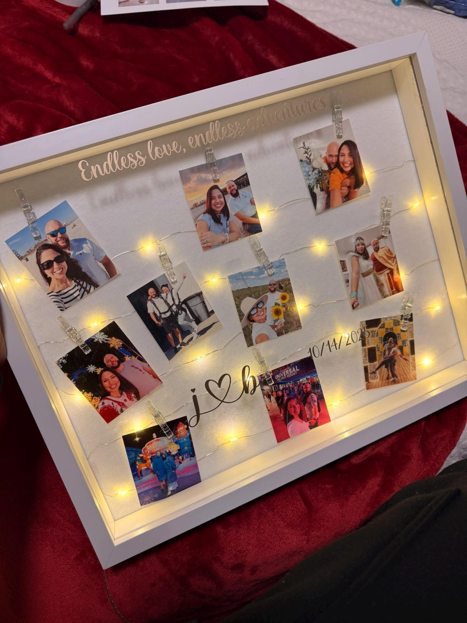 Custom LED Photo Shadow Box, Personalized Couple Frame, Romantic Light ...