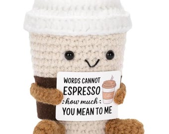 Crochet Coffee Doll | Emotional Support Plush Desk Decor Handmade Knitted Gift