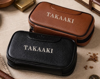 Custom Engraved PU Leather Zipper Pouch, Personalized Name Travel Organizer Case for Men, EDC Pouch, Birthday Gift for Him