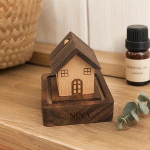 Difusor de aroma personalizado de nogal negro, adorno de madera para coche o casa, decoración del hogar con nombre grabado, regalo difusor de aceites esenciales