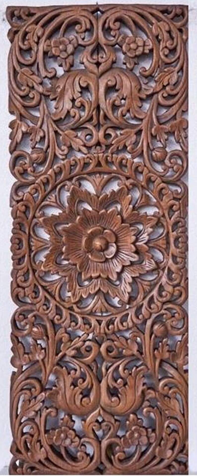 35.5 x 13.50 Floral Tropical Carved Wood Wall Art Etsy