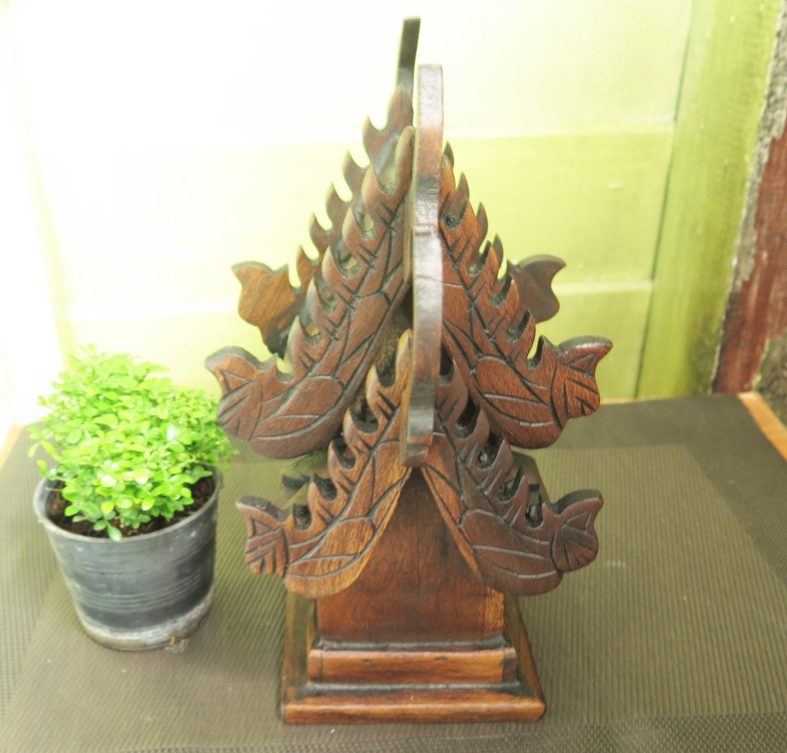 Image showcasing Medium Thai Teak Wood Wooden Spirit House Handmade Altar - Etsy