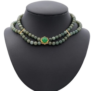 Grade A Natural Green Burma Jadeite Jade Necklace 925 Sterling Silver 14K gold Necklace Round Jade Pendant Garnet White Zircon Pendant 44cm