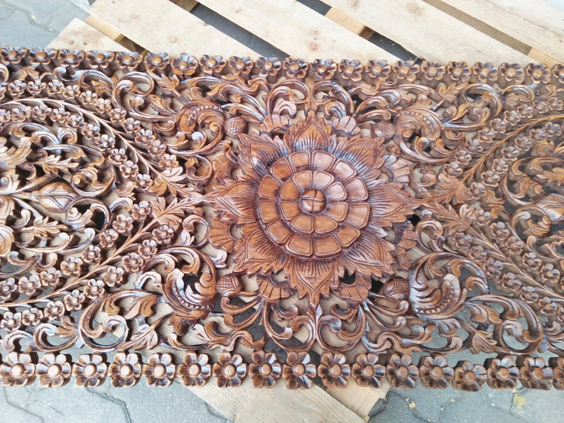 Brown Large Teak Wood Wall Art King Size Bed Sculpture Etsy