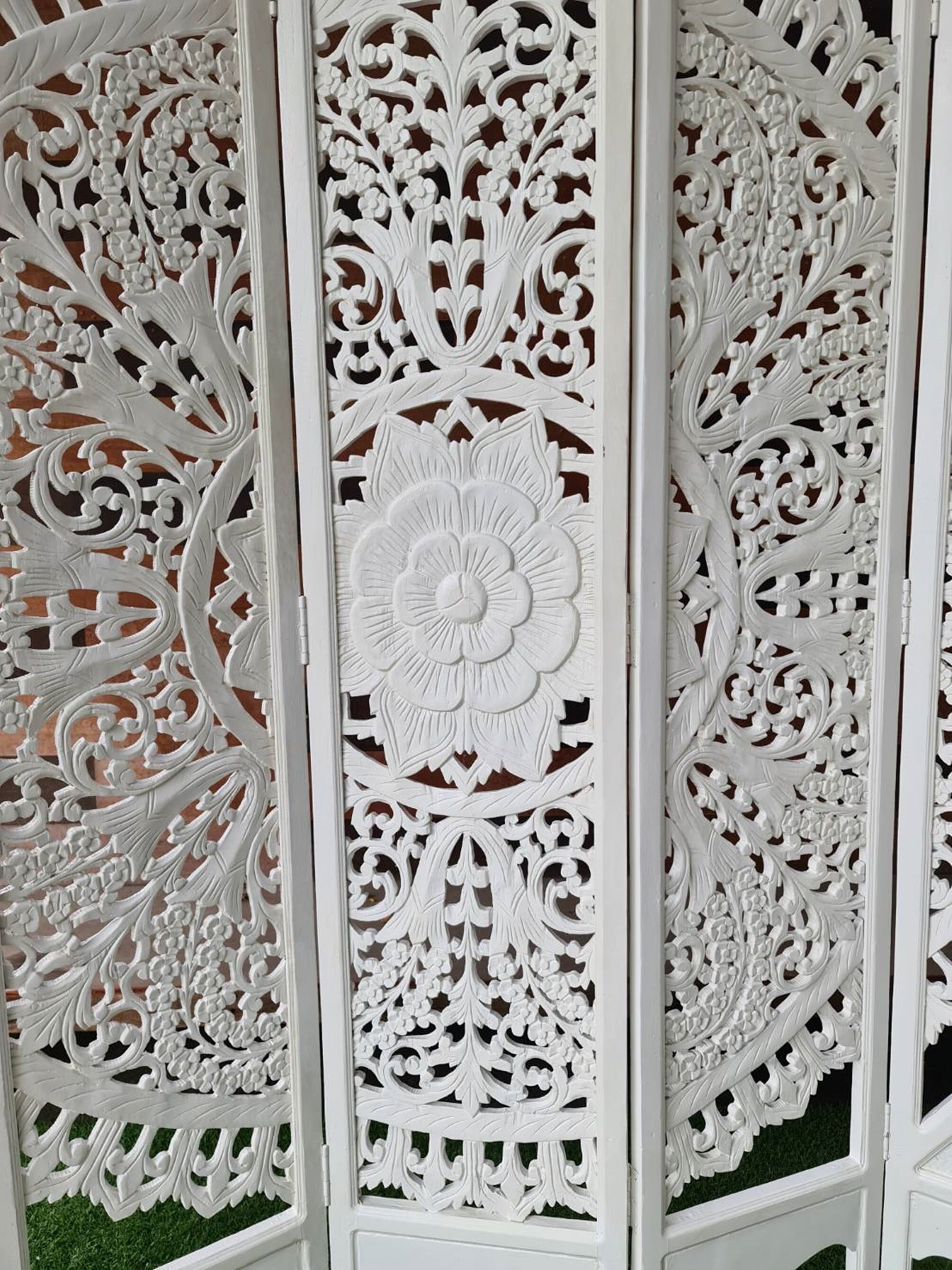 Boho Room Divider Mandala Carved Wood Wall Art Folding Screen Etsy