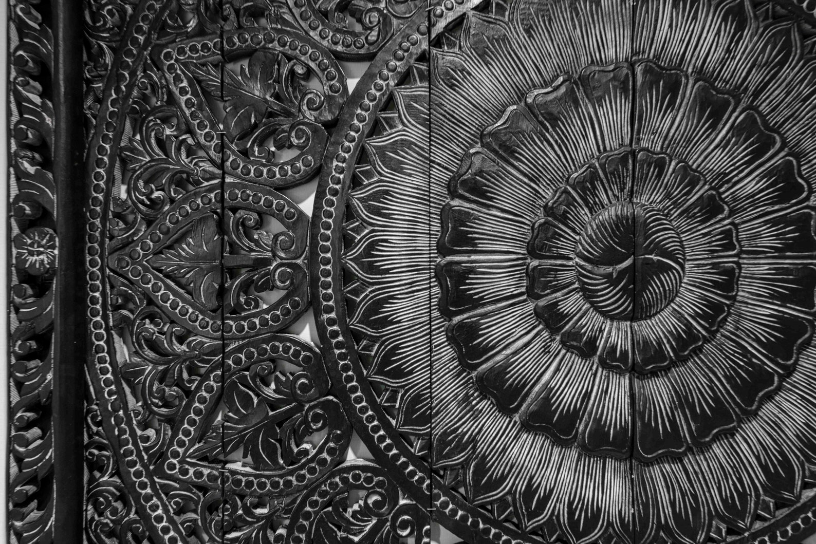 Large Wooden Art Decor Mandala Wall Art Carved Wood Black | Etsy