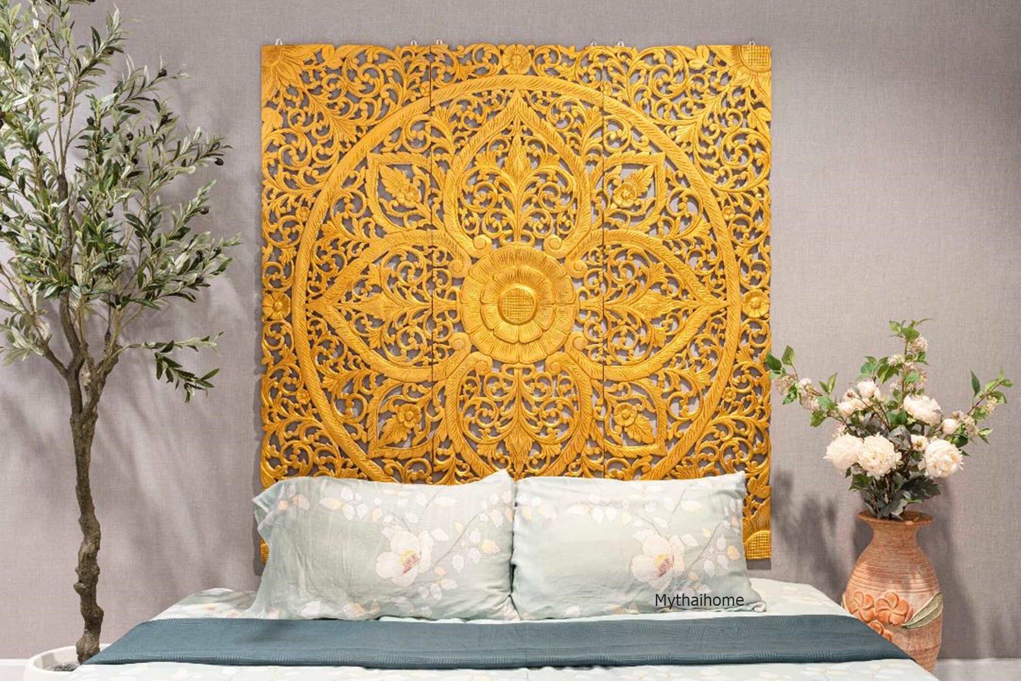 Natural carved zaria sales headboard