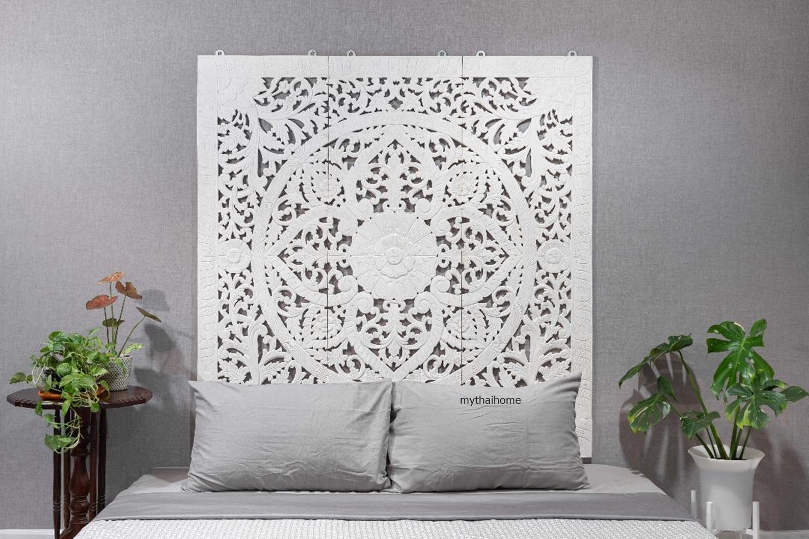 White Headboard Queen 150cm Bed Hand Carved Wood Wall Art - Etsy