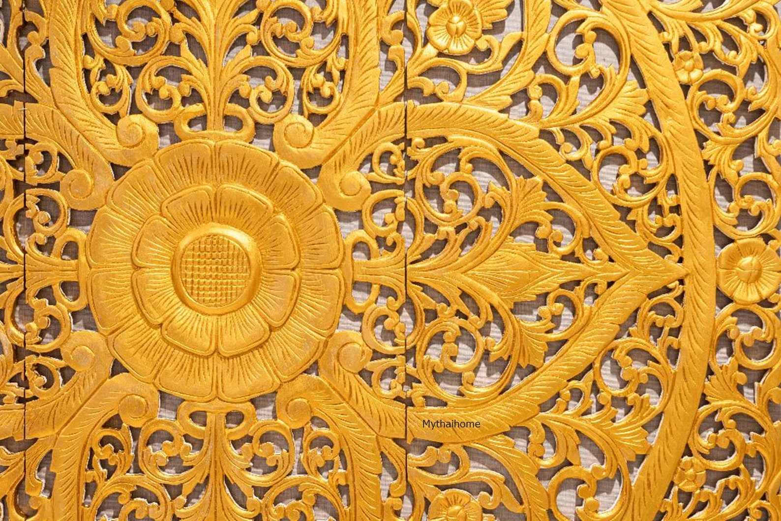 Queen Size Carved Wood Headboard Gold 59 Reclaimed Wood Etsy