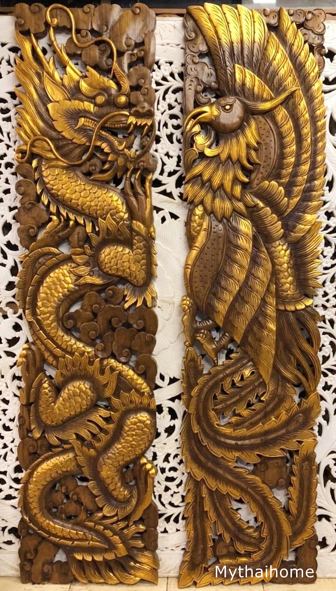 【SALE】No.471 龍神 白龍 黒龍 鳳凰 開運絵画 大きめ F4サイズ 鳳凰 #絵画 #アクリル画 #龍 #龍神 #開運 #鳳凰 #金運 #アート