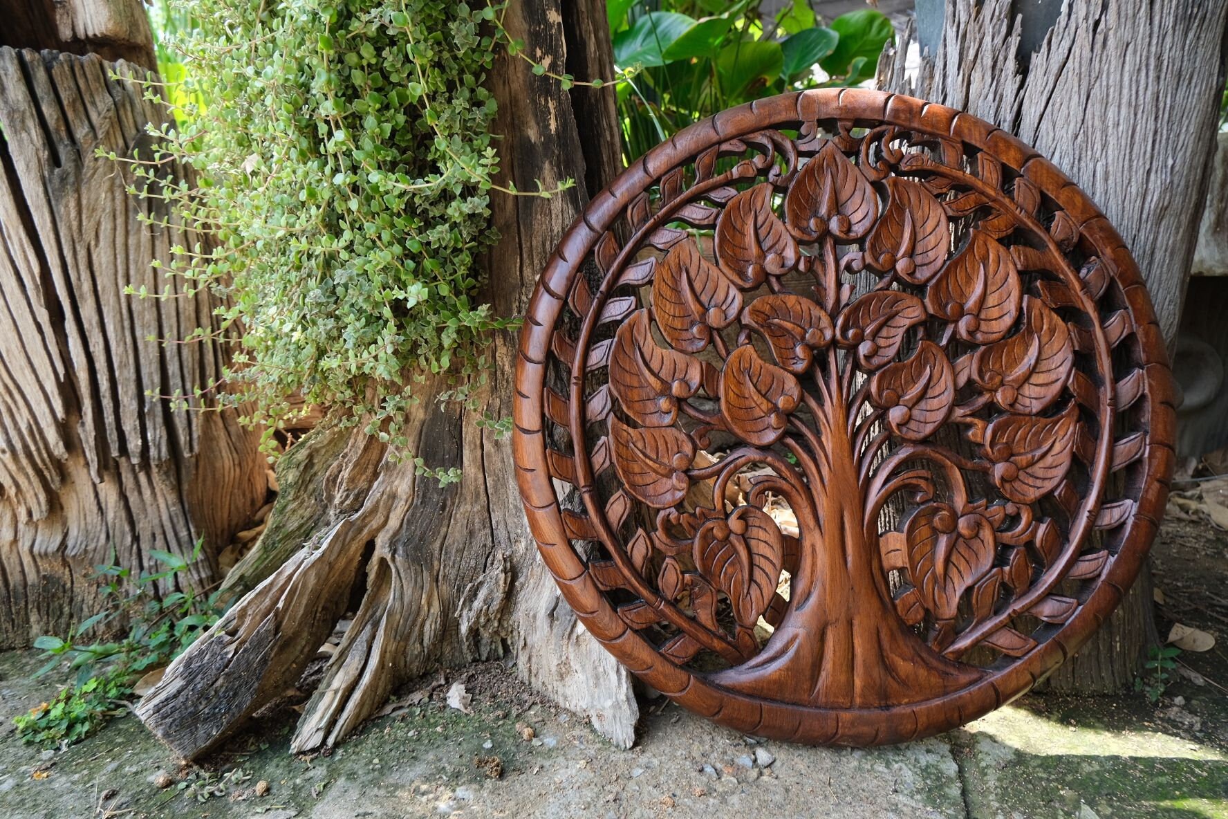 Décoration Arbre De Vie En Bois Laser – 25x25 Cm – Style Naturel, Design Moderne – À Poser Sur Meuble Ou étagère
