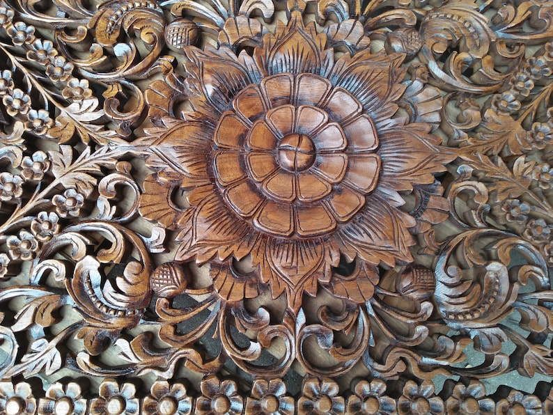 Brown Large Teak Wood Wall Art King Size Bed Sculpture Etsy