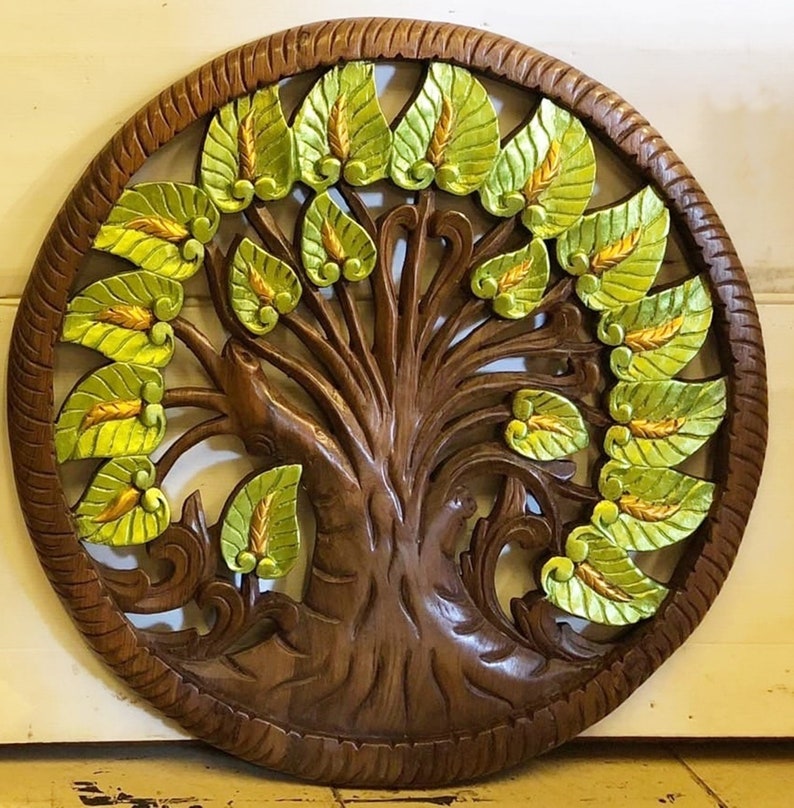 Tree of Life Wood Carving Bodhi Tree Wall Art Hanging Wood Etsy