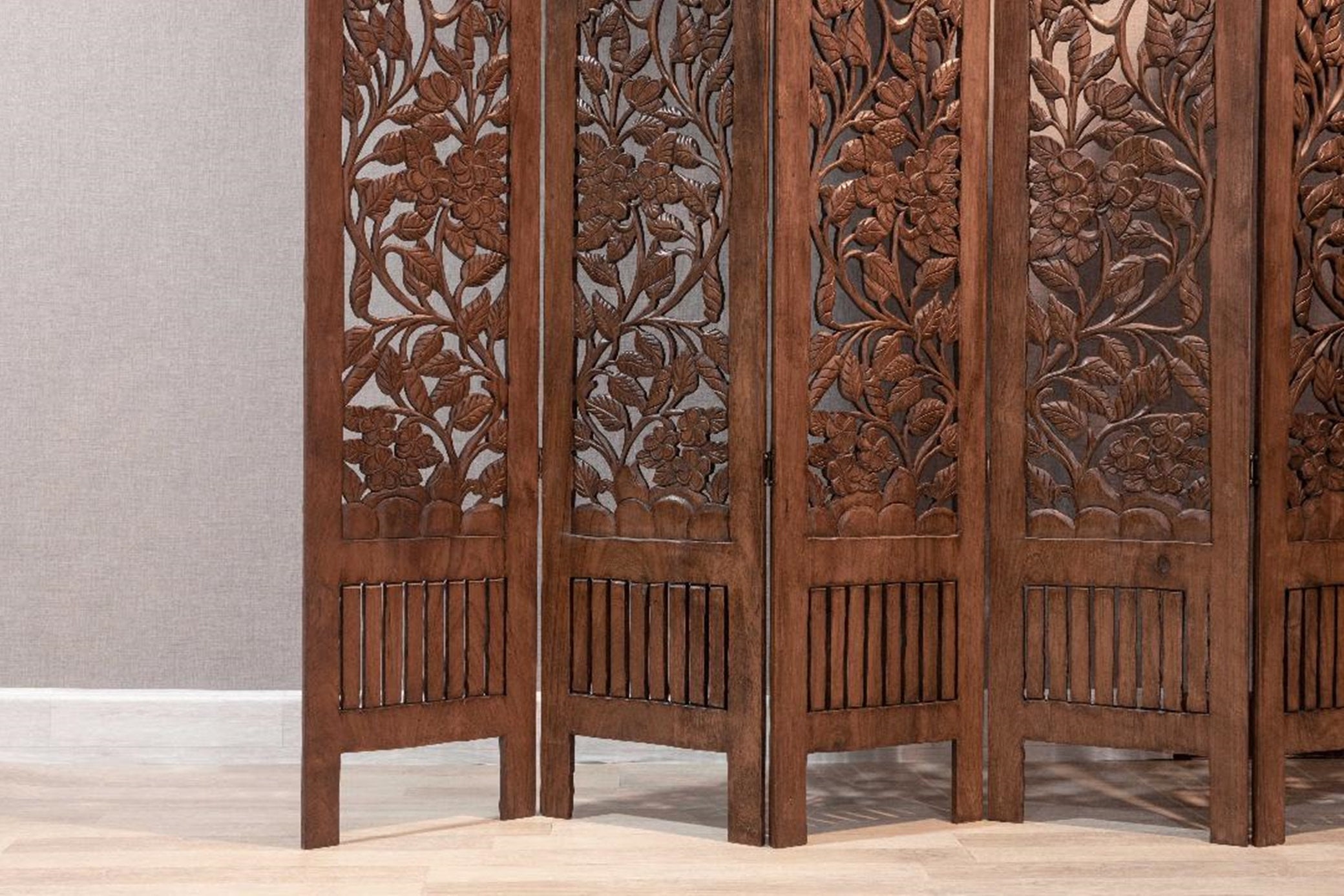 Bohemian Room Divider Folding Screen Panels Wooden Carved Etsy