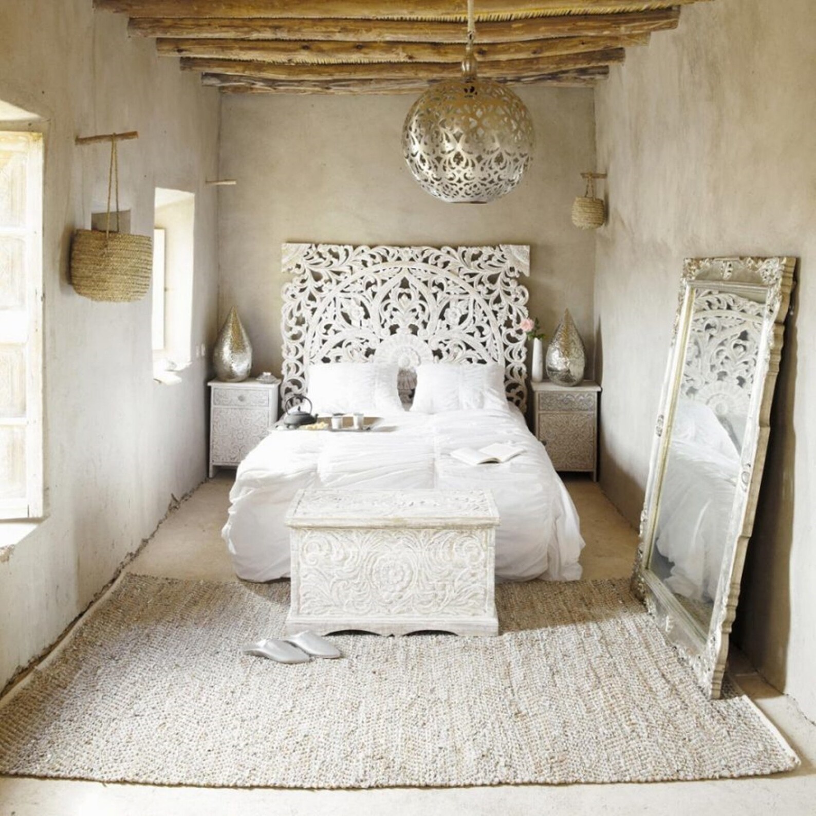 Bohemian Headboard King Large Carved Wood Wall Art Teak Wooden Etsy