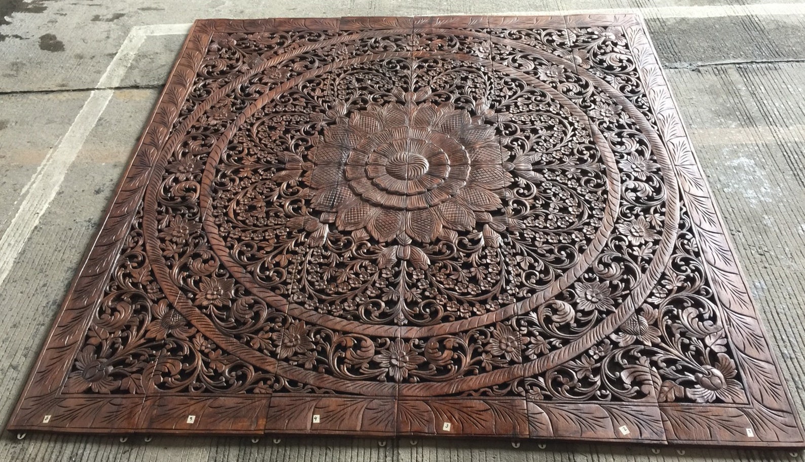 Carved Wood King Headboard Wooden Mandala Wall Art Bohemian Etsy