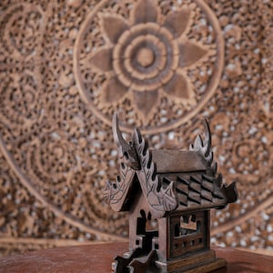 Small Thai Spirit House, Teak Spirit House, Mini Spirit House, Handmade Altar Temple House, Thai Furniture Crafts, Buddha Shrine Gift to her