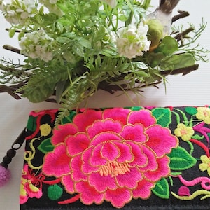Nueva Tailandia Tribal Boho Boho Monedero Tela Hmong Monedero bordado Estilo vintage Zip Mujer Titular de la tarjeta Cremallera hecha a mano Arte personalizado