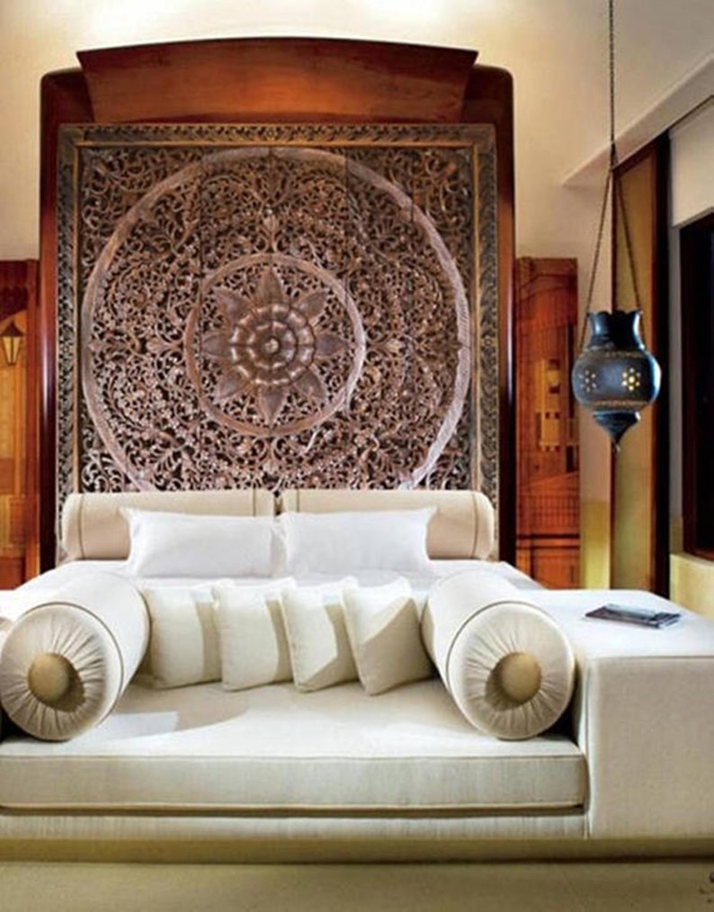 Sale Large Wall Art King Size Bed Bohemian Mandala Headboard Etsy