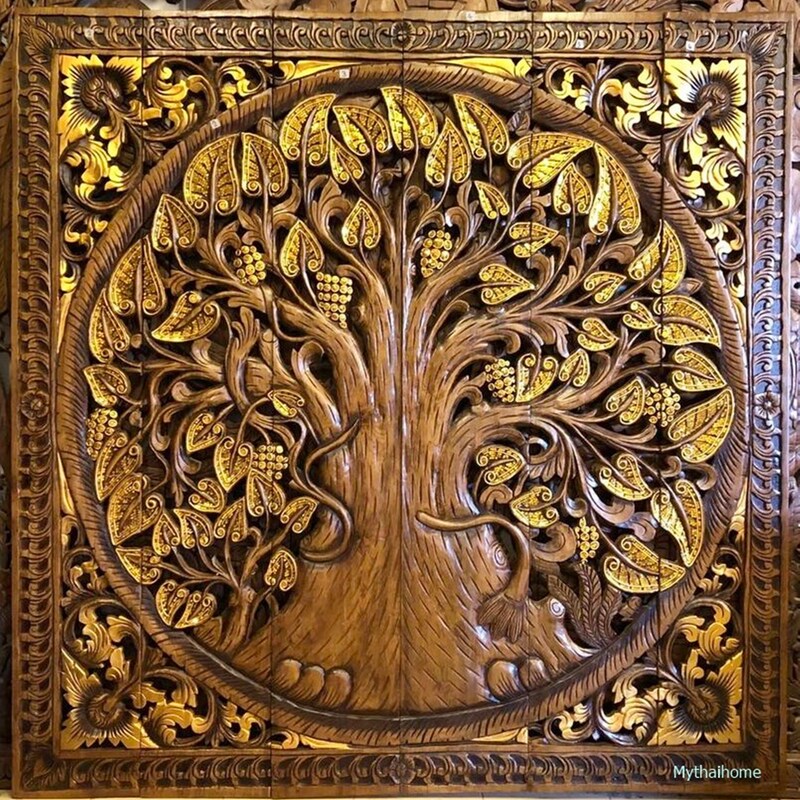 Large Carved Wood Tree main image 0
