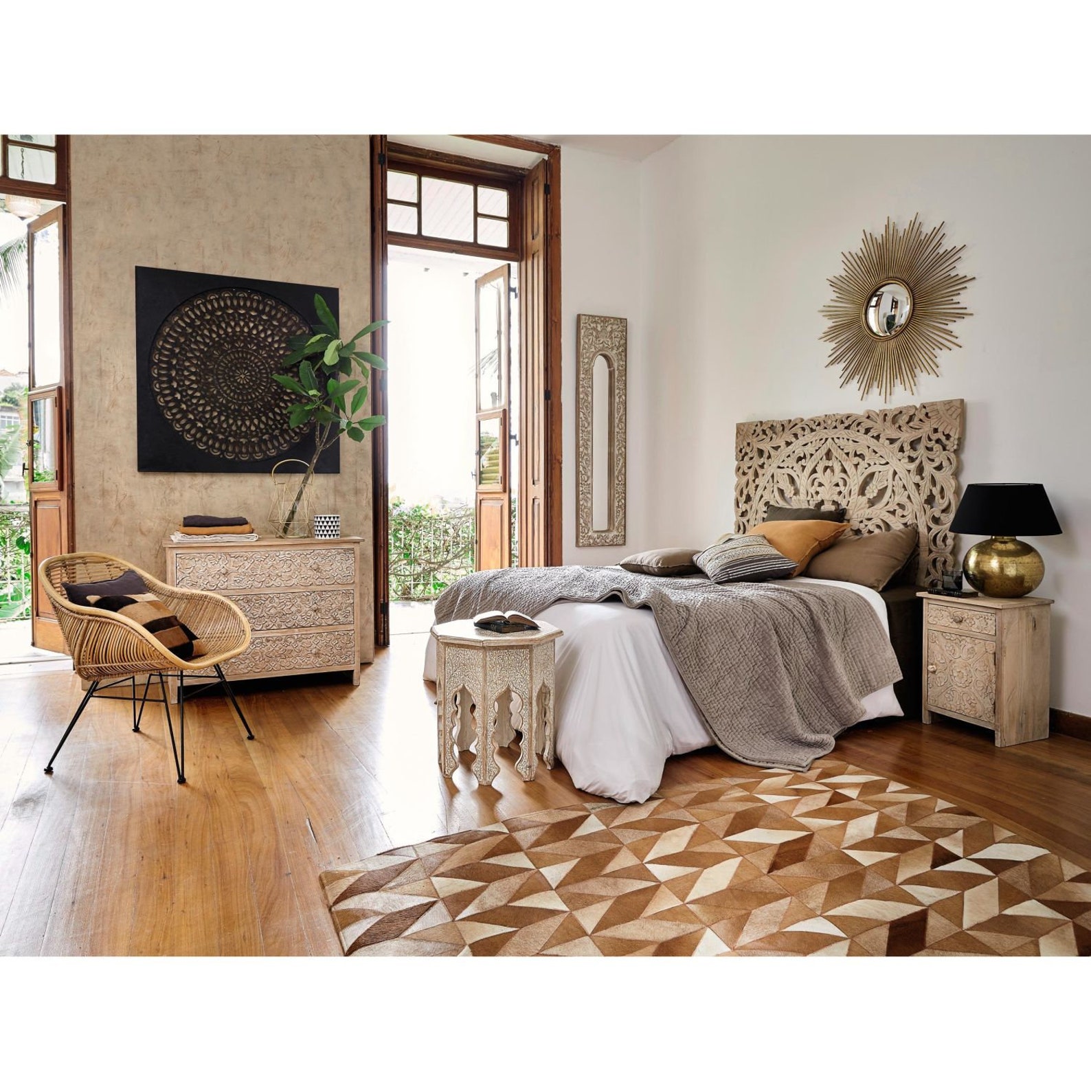 Large Wall Art King Size Bed Rustic Bohemian Headboard Etsy