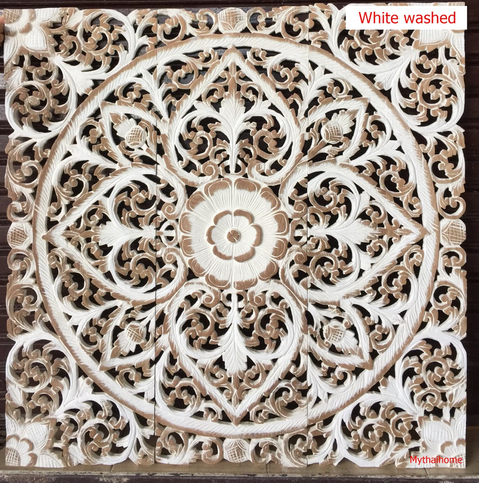 White Queen Size Carved Wood Headboard 60 Reclaimed Wood Etsy