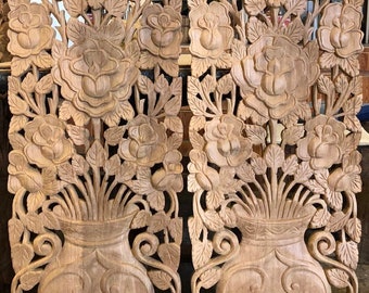 Pairs wood carved roses