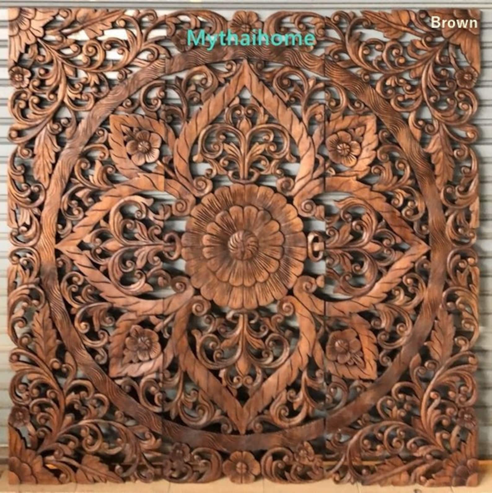 60 Teak White Queen Carved Headboard Reclaimed Large Etsy