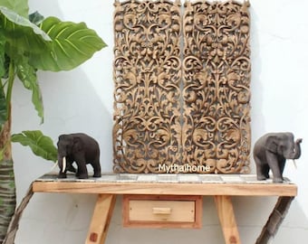 手作り木製マンダラウォールアート：インドの彫刻、18x18インチの装飾