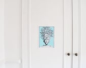 Bloemenvaas met slak, Johann Theodor de Bry, Rijksmuseum,Hand Drawn,Rustic Blue, Pale Blue,Flowers In Vase,Cottage Chic Decor,Wall Art Print