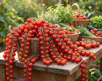 20+ Waterfall Cherry Tomato Seeds | Ultra Sweet Non-GMO Heirloom Variety | High Yield Garden Fruit
