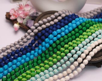 Collar largo de seda con cuentas, ligero, colorido, llamativo, joyería, collar de tela hecho a mano, regalo para ella.