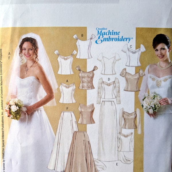 Butterick Pattern #4131 Misses Lined Top and Skirt or Wedding Outfit featuring Creative Machine Embroidery.  Sizes 18,20,22