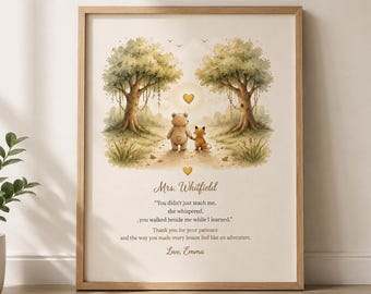 Personalized Teacher Appreciation Gift, Custom Thank You Teacher Print, Back to School Teacher Gift, Teacher Wall Art