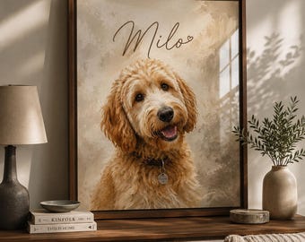 Retrato de perro personalizado pintado al óleo, regalo personalizado de retrato de mascota, regalo para amantes de los perros, regalo conmemorativo para mascotas, lienzo personalizado para pared con diseño de perro.