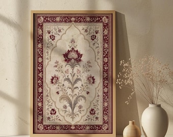 Mughal Floral Arch Wall Art, Indian Wall Art, Jaipur Palace Fresco Design, Oriental Botanical Poster