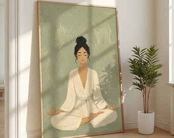 Lámina de yoga relajante / Arte mural de meditación pacífica / Decoración de atención plena / Arte imprimible relajante / Decoración de pared para spa