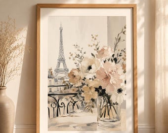 Parisian Flowers Art Print | French Floral Painting | Bedroom Romantic Decor | Anniversary Gift