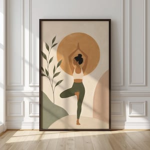 Minimal Yoga Poster | Yoga Pose Print | Tree Pose Wall Art | Modern Yoga Print | Zen Yoga Poster | Yoga Studio Decor