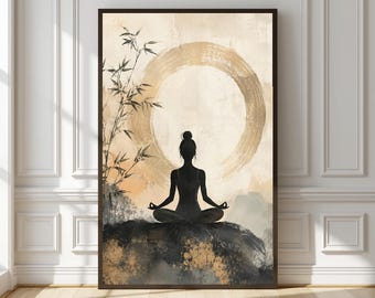 Zen Printable Art Painting | Enso Meditation Wall Art | Zen Yoga Decor | Minimal Meditation Print | Wellness Room Decor