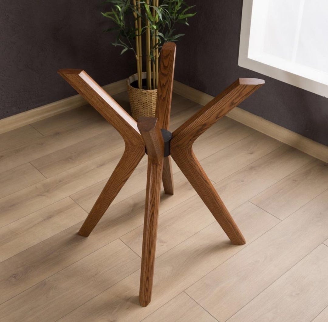 Solid Wood Coffee Table Legs, Mid Century Modern Spider Base, DIY Round ...