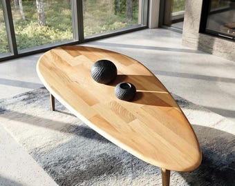 Mesa de centro asimétrica de madera maciza, mueble de decoración para el hogar de estilo moderno escandinavo