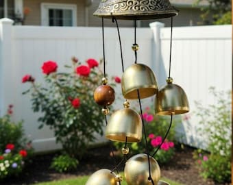 Carillon éolien japonais en cuivre - Carillon éolien papillon - Décoration de jardin Feng Shui pour terrasse et balcon zen extérieur