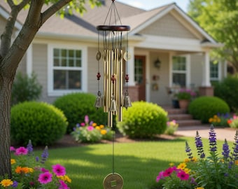 Japanese Wind Chime Ceramic Bell, Zen Garden Decor, Outdoor Copper Wind Bell,Feng Shui Garden Decor for Patio Balcony Zen Outdoor