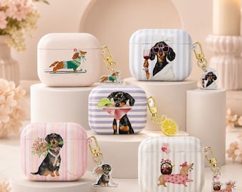 Dachshund AirPods Pro Case with No Keychain, Cute Wiener Dog Earbuds Cover, Dog Lover AirPod Case, Matching Acrylic Charm Gift
